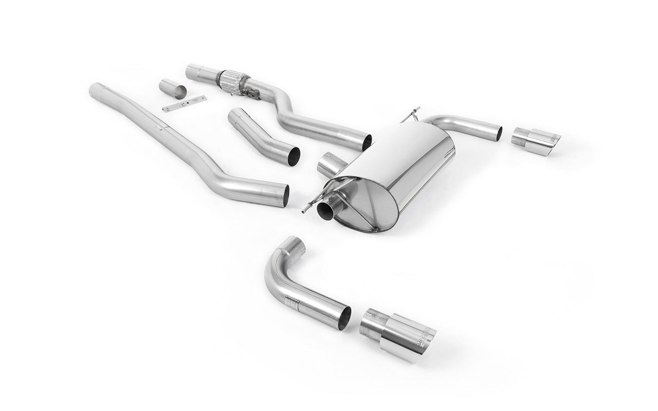 BMW 4 Series F32 428i Manual - Non-Resonated (Louder) Cat-Back Exhaust System with Polished Trims (For 435i M Sport Valance)