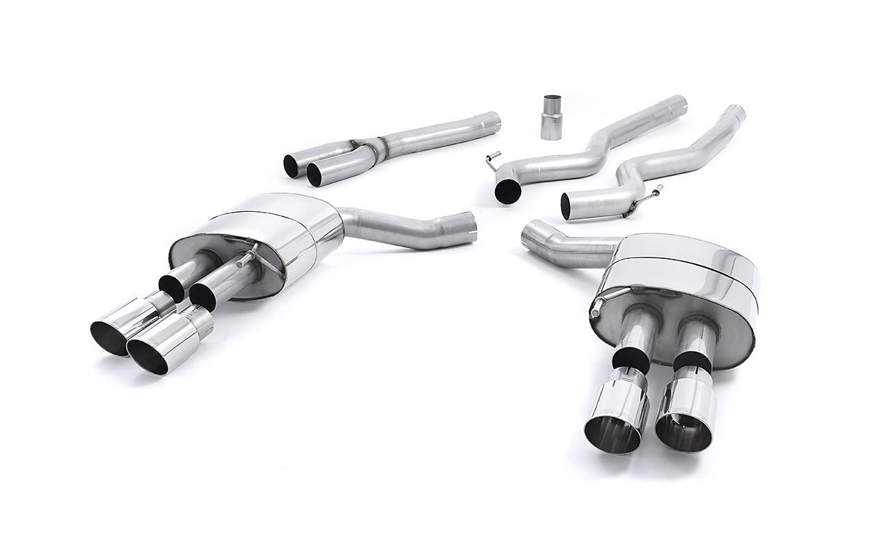Ford Mustang 2.3 (S550 Fastback) - Non-Resonated (Louder) Cat-Back Exhaust System with GT-90 Polished Trims (For Roush Valance)