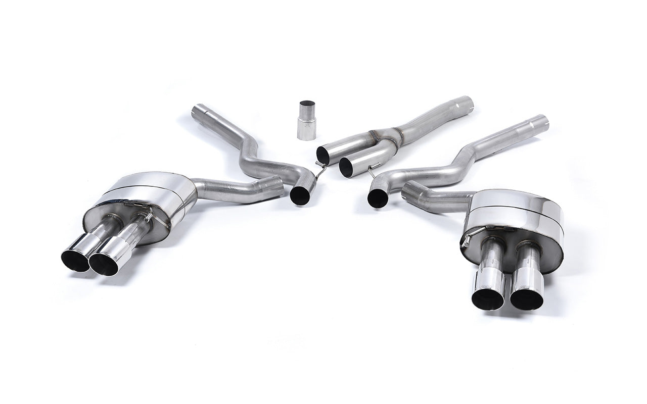 Ford Mustang 2.3 (S550 Fastback) - Resonated (Quieter) Cat-Back Exhaust System with GT-90 Polished Trims (For Roush Valance)