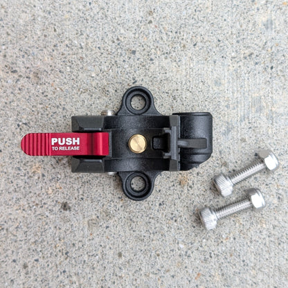 Top view of the APEX composite gauge snap mount showing the quick-release tabs