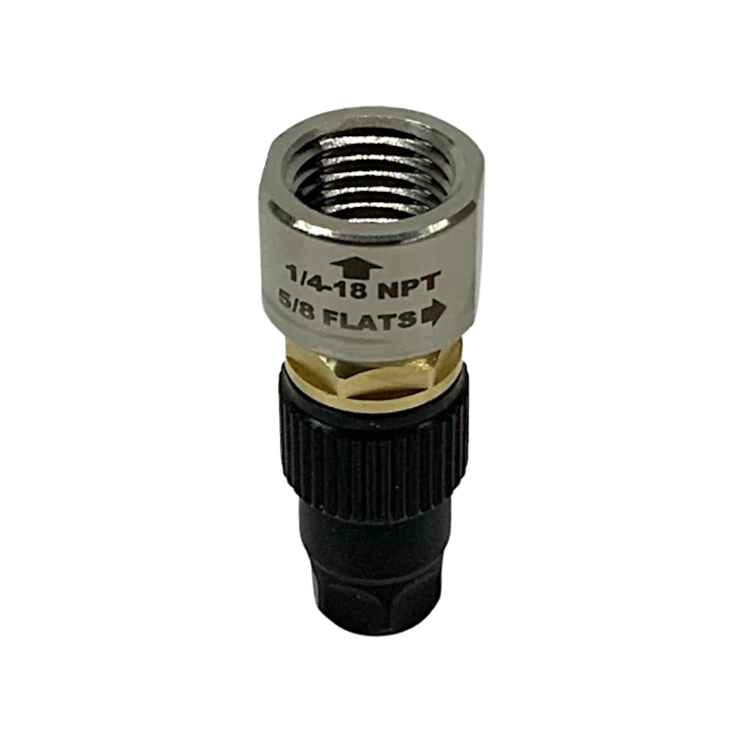 APEX high flow chuck threaded onto a Schrader valve