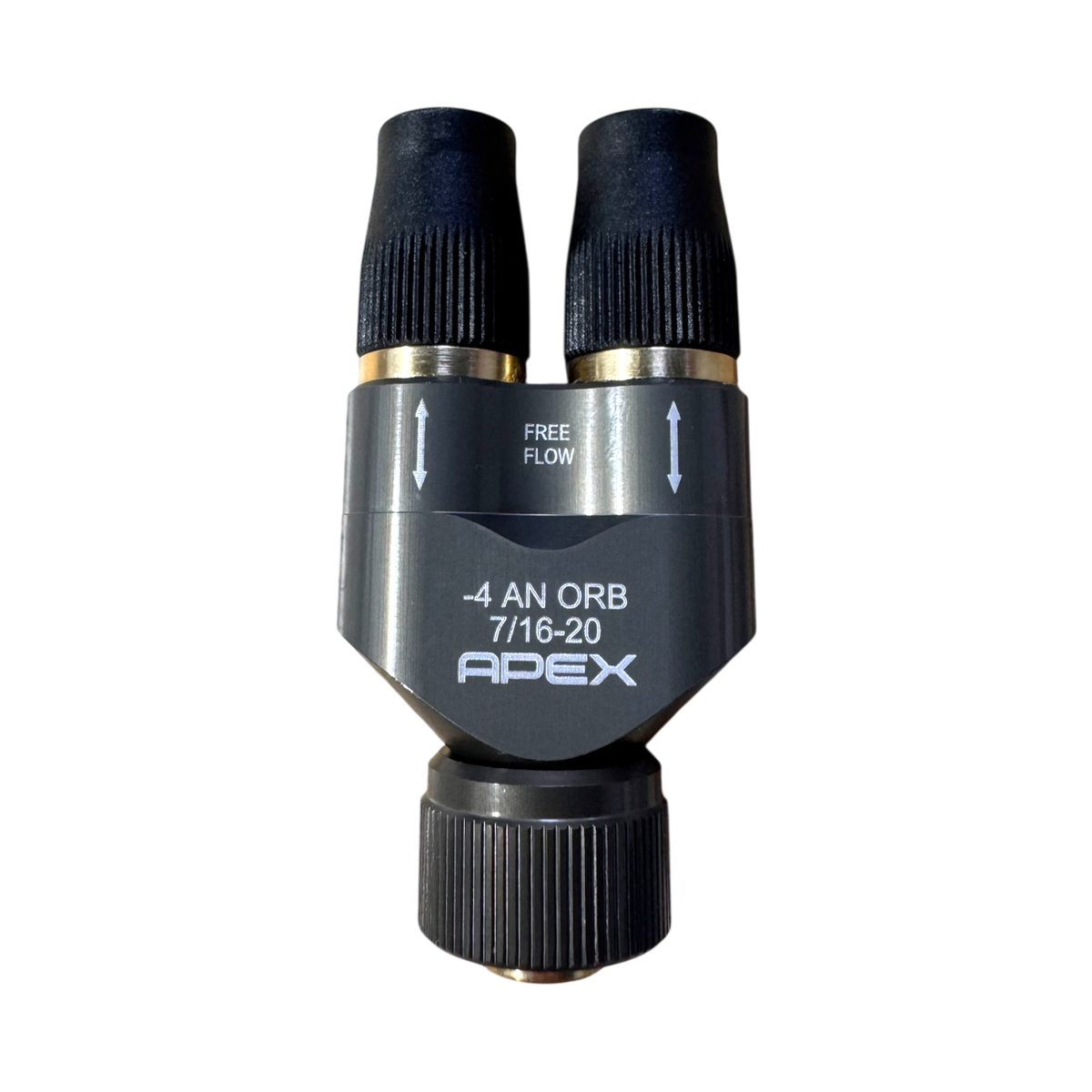 APEX Design USA quick connect Y fitting with twin 3/8 inch hose barbs