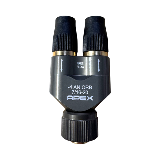 APEX Design USA quick connect Y fitting with twin 3/8 inch hose barbs
