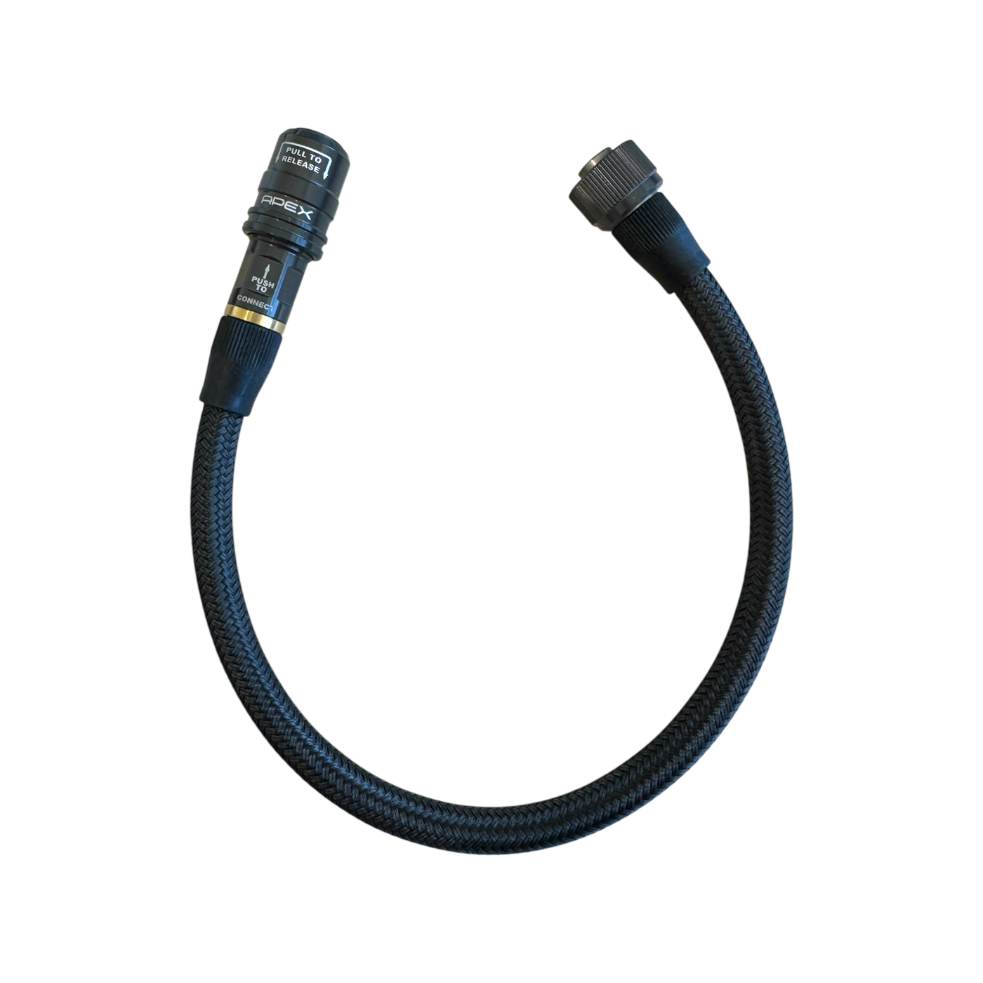APEX Design USA high flow push-on chuck with one foot hose whip to Apex male swivel for PPG and PTI