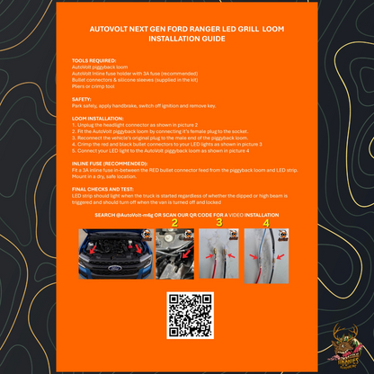 AutoVolt LED Grille DRL Piggyback Loom – Ford Ranger (Next-Gen 2023+) Plug & Play Wiring Harness