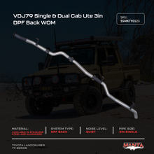 Metal exhaust pipe with Toyota LandCruiser 79 Series in the background