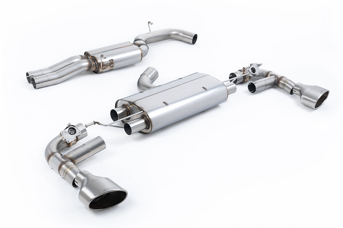 Audi TTRS MK3 Quattro - 80mm Resonated (Quieter) Cat Back with Brushed Titanium Trims