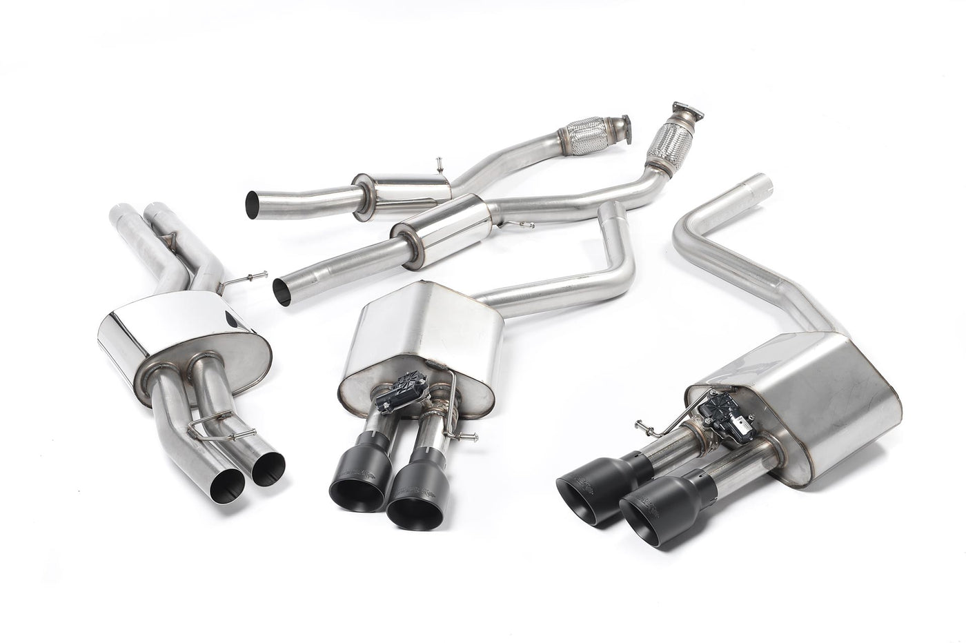 Audi S8 D4 Quattro - Resonated (Quieter) Cat-Back Exhaust System with Cerakote Black Trims