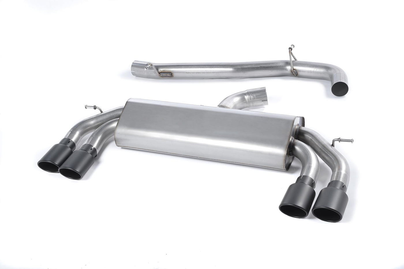 Audi S3 8V/8V.2 - Non-Valved &amp; Non-Resonated Cat-Back Race Exhaust System (Louder) with Quad Oval Cerakote Black Trims