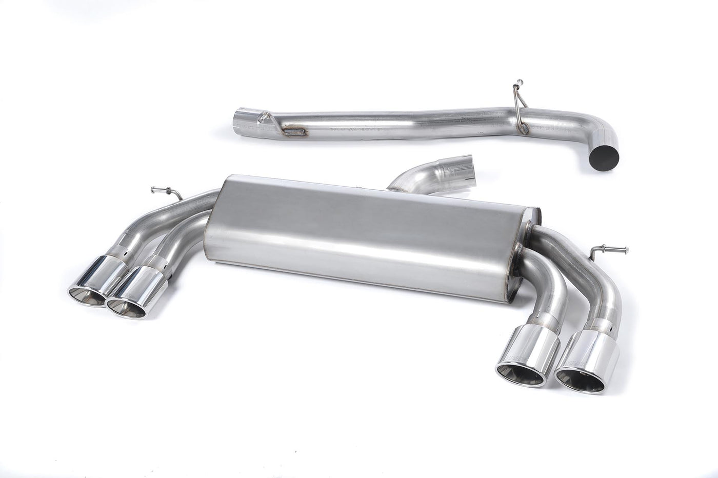 Audi S3 8V/8V.2 - Non-Valved &amp; Non-Resonated (Loudest) Cat-Back Race Exhaust System with Quad Oval Polished Trims