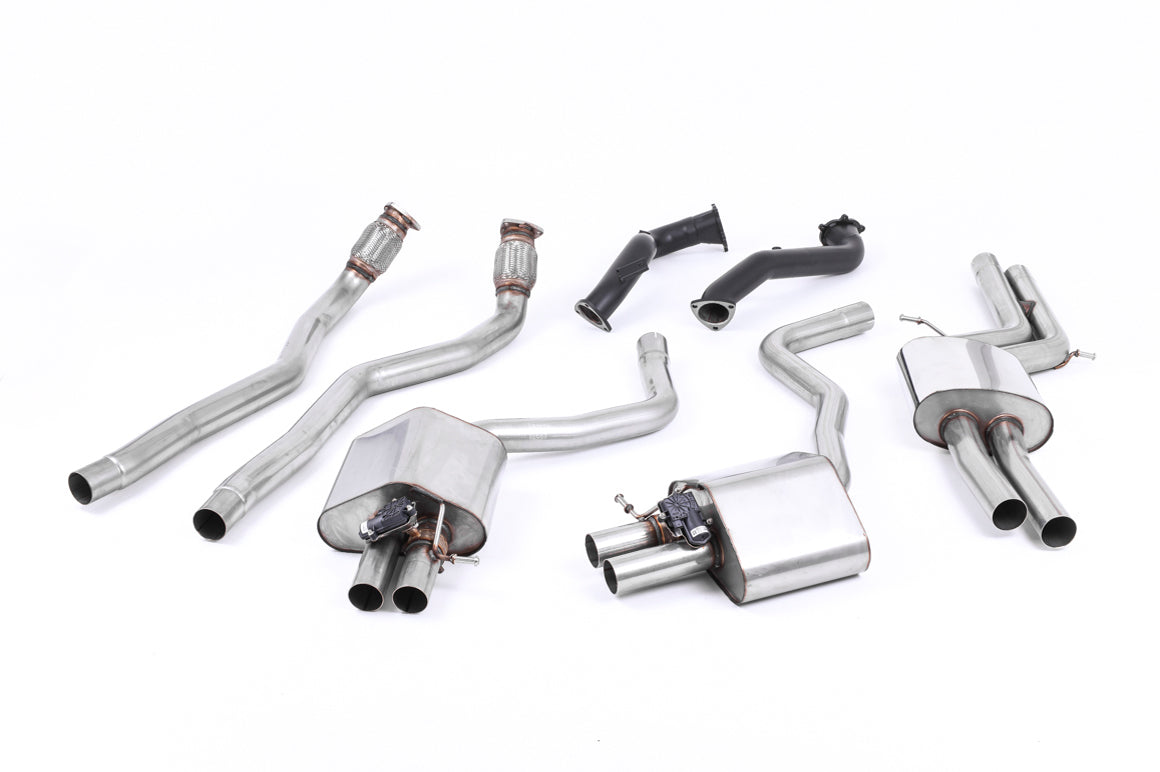 Audi RS6/RS7 C7 - Resonated (Quieter) Complete Exhaust System with Catalyst Bypass - Uses OE Trims