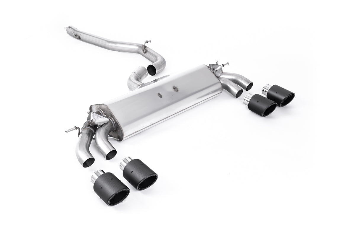 Non-Resonated (Louder) GPF/OPF-Back Exhaust System with Quad Round Carbon Trims