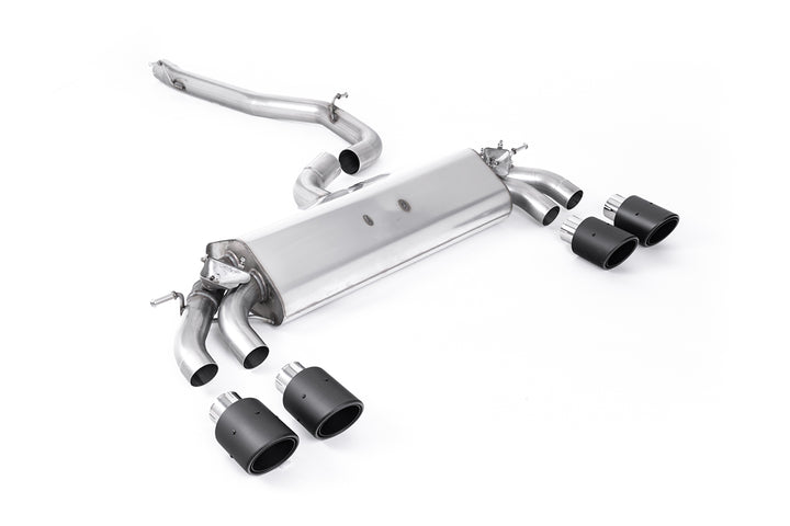 Non-Resonated (Louder) GPF/OPF-Back Exhaust System with Quad Round Carbon Trims