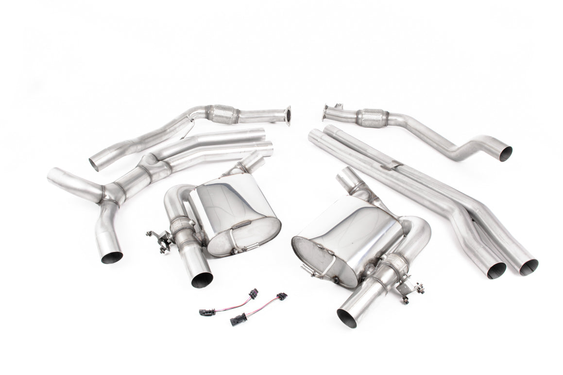 Audi RS5 B9 GPF Models - Non-Resonated Race Cat-Back Exhaust System (Loudest) with Polished Oval Trims