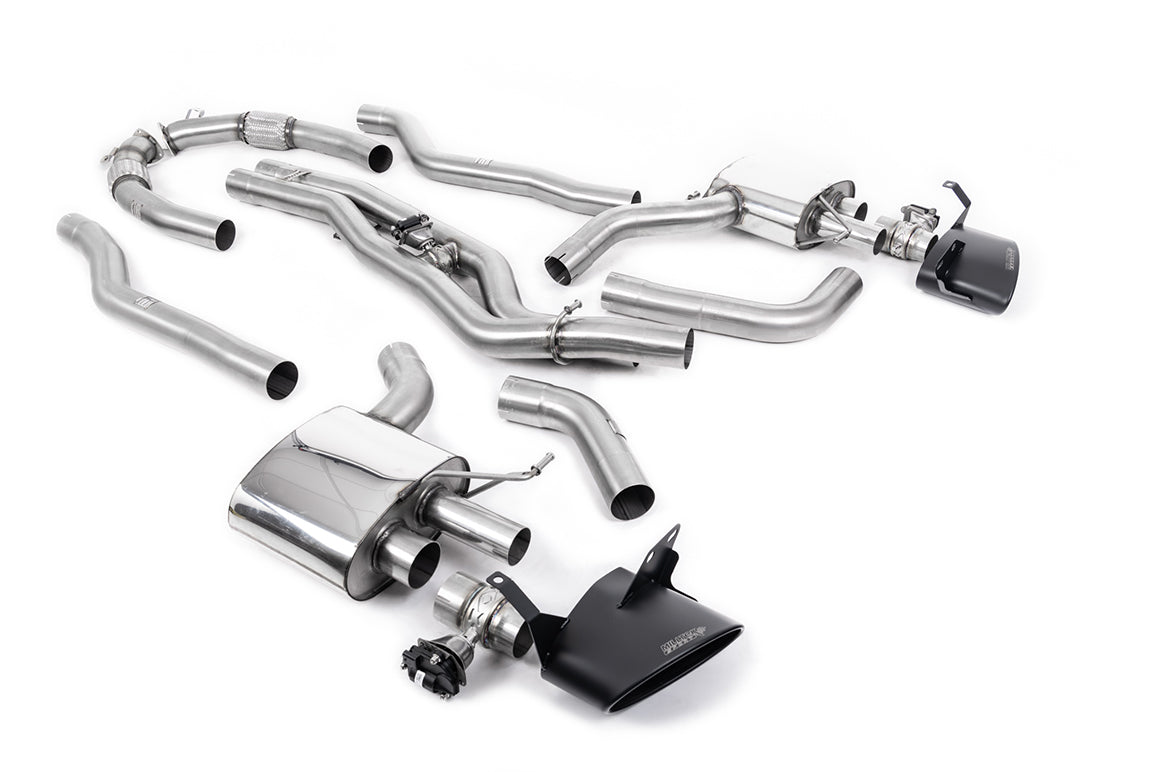 Audi RS6/RS7 C8 - Non Resonated Cat Back Back System (Twin 80mm) with Cerakote Black Oval Trims - Louder - (No Cutting Required)