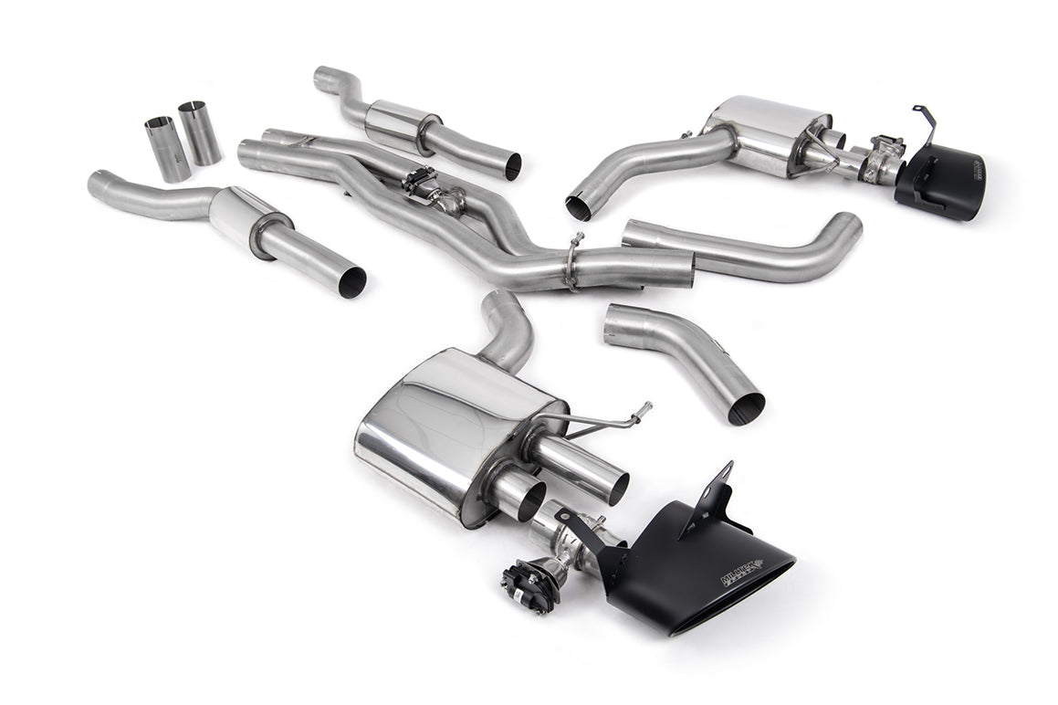 Audi RS6/RS7 C8 - Resonated (Quieter) Cat Back System (Twin 80mm) with Cerakote Black Oval Trims