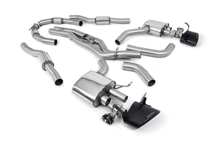 Audi RS6/RS7 C8 - Resonated (Quieter) Cat Back System (Twin 80mm) with Cerakote Black Oval Trims