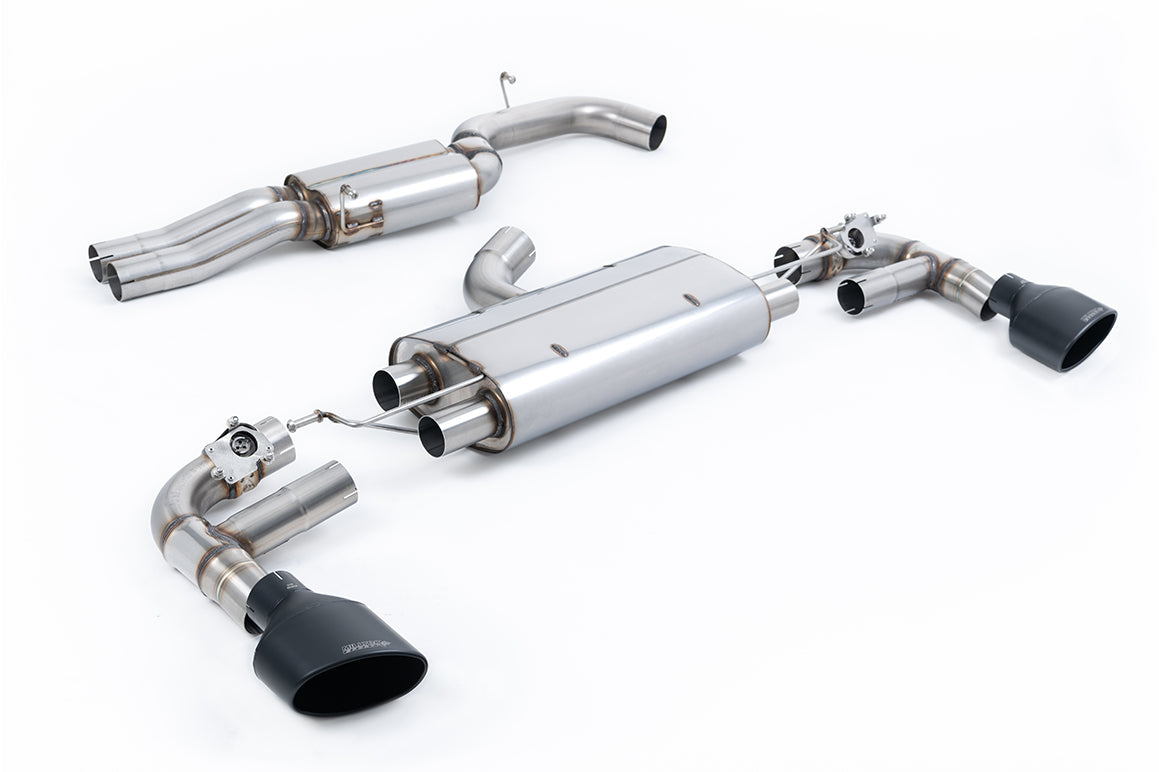 Audi TTRS MK3 Quattro - 80mm Resonated (Quieter) Cat-Back Exhaust System with Cerakote Black Trims