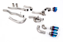 BMW M8 F91/92/93 (GPF Equipped) - OPF/GPF Back System with valved Rear Silencer Bypass &amp; GT-115 Burnt/Blue Titanium Trims