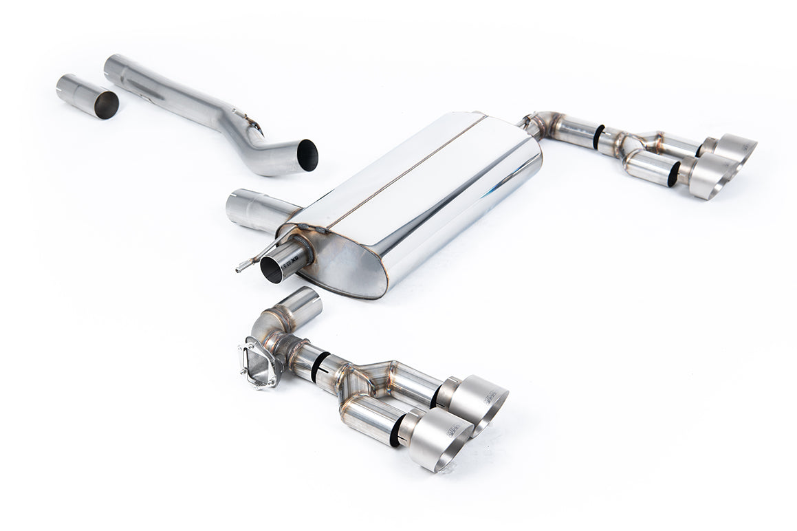 BMW F40 M135i - Maxton x Milltek - OPF/GPF Back Exhaust System with Quad GT-100 Brushed Titanium Trims - Fits Maxton Diffuser Only