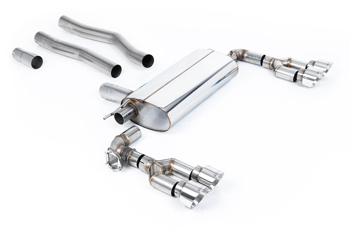 BMW F40 1 Series 128ti - Maxton x Milltek - OPF/GPF Back Exhaust System with Quad GT-100 Polished Trims - Fits Maxton Diffuser Only