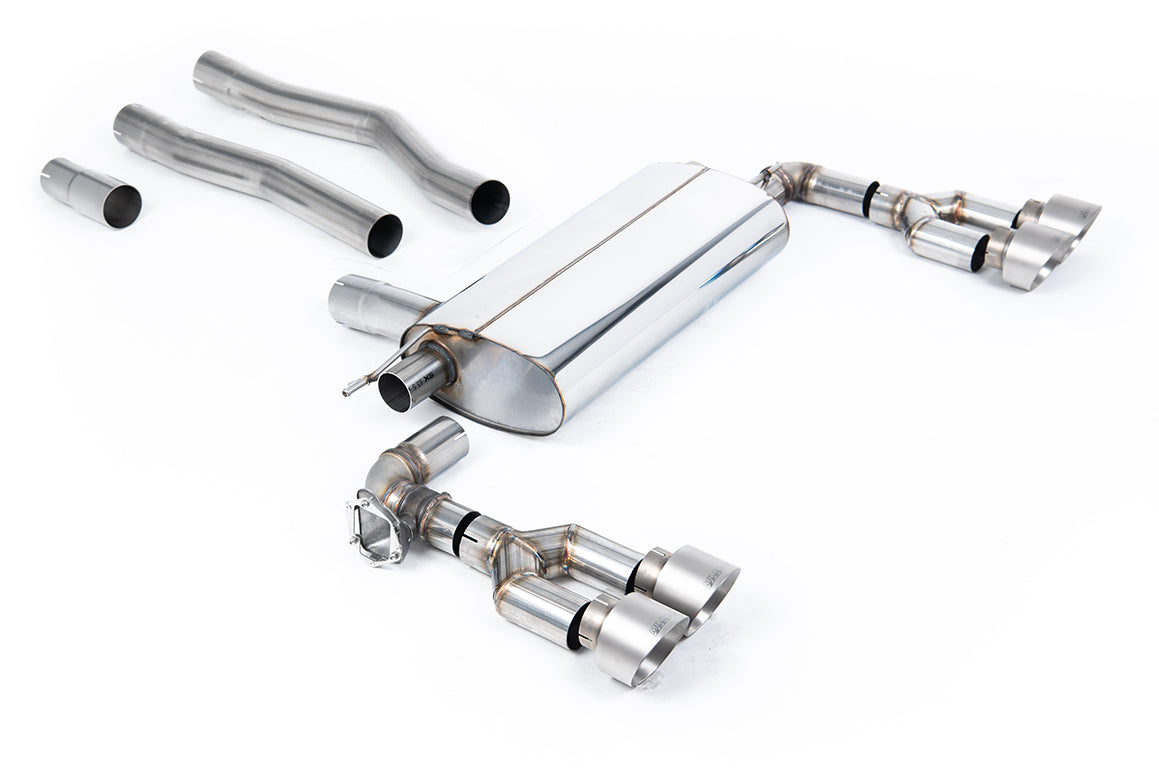 BMW F40 1 Series 128ti - Maxton x Milltek - OPF/GPF Back Exhaust System with Quad GT-100 Brushed Titanium Trims -  Fits Maxton Diffuser Only