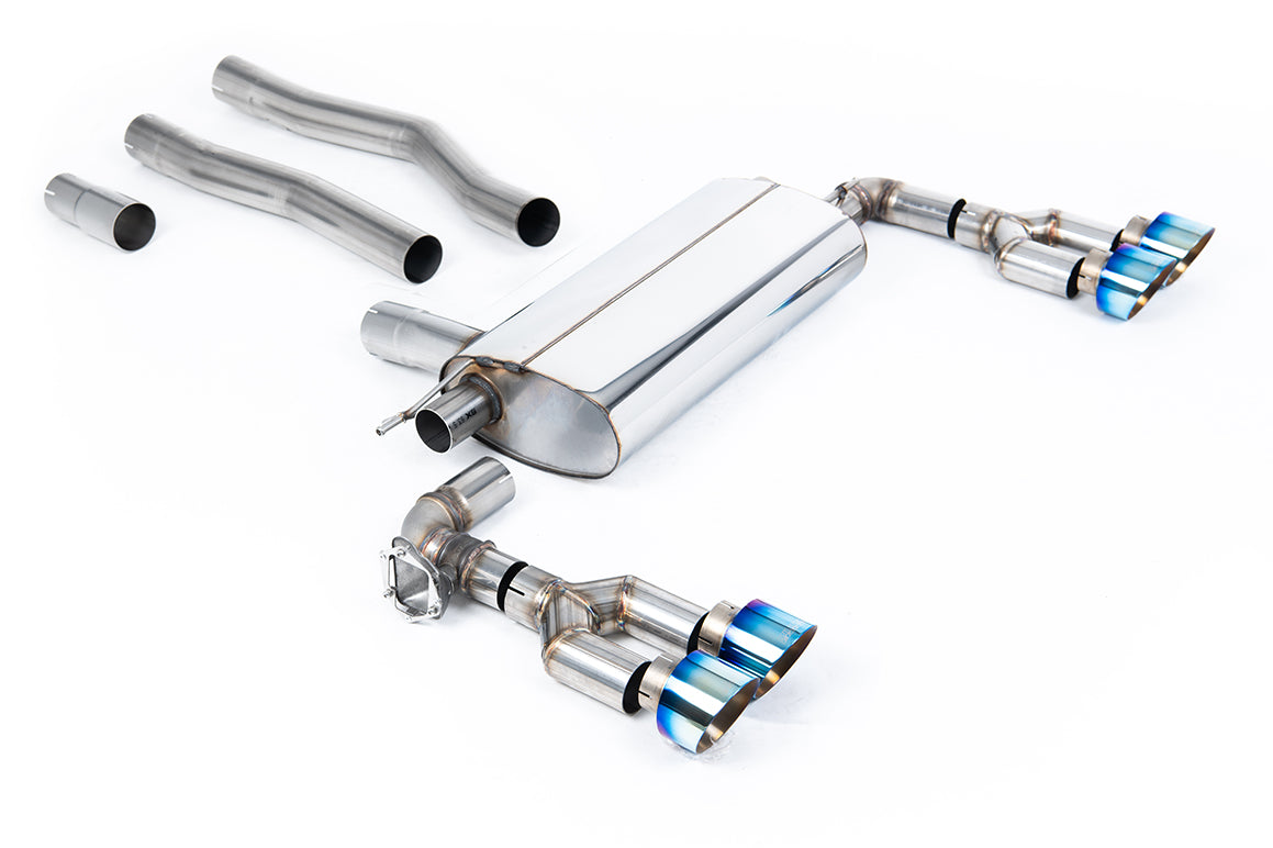BMW F40 1 Series 128ti - Maxton x Milltek - OPF/GPF Back Exhaust System with Quad GT-100 Burnt Titanium Trims - Fits Maxton Diffuser Only