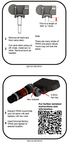 Installation instructions supplied with the APEX RPV TPMS adapter kit