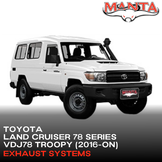 White Toyota Land Cruiser 78 Series with Manta logo on a white background