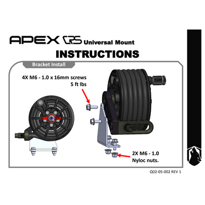 APEX DESIGN USA - Compact Reel System (CRS) Universal Mounting Bracket