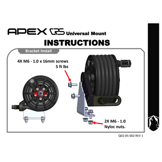 APEX DESIGN USA - Compact Reel System (CRS) Universal Mounting Bracket