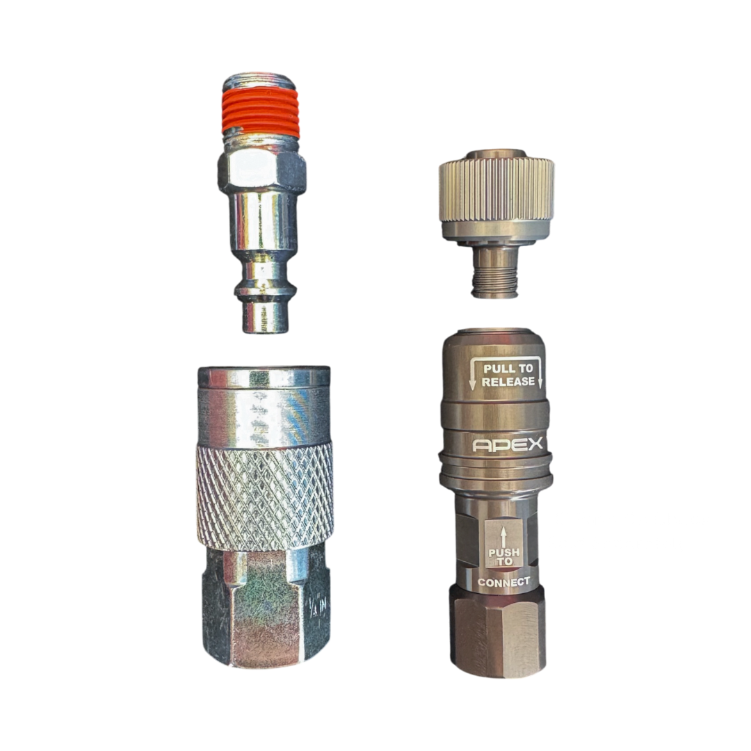 APEX DESIGN USA Compact Quick Coupler to APEX Male Swivel – High Flow Air System Adapter