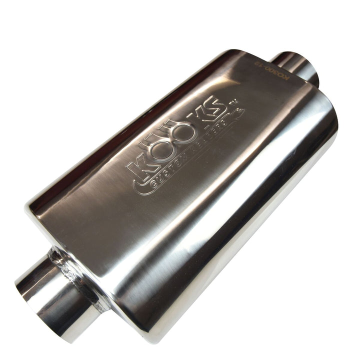 Kooks 3" Oval Center/Center Muffler 12" Long Body . Polished Stainless Steel.