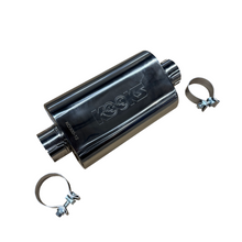 Kooks 3" Oval Clamp In Center/Center Muffler 12" Long Body . Polished Stainless Steel.