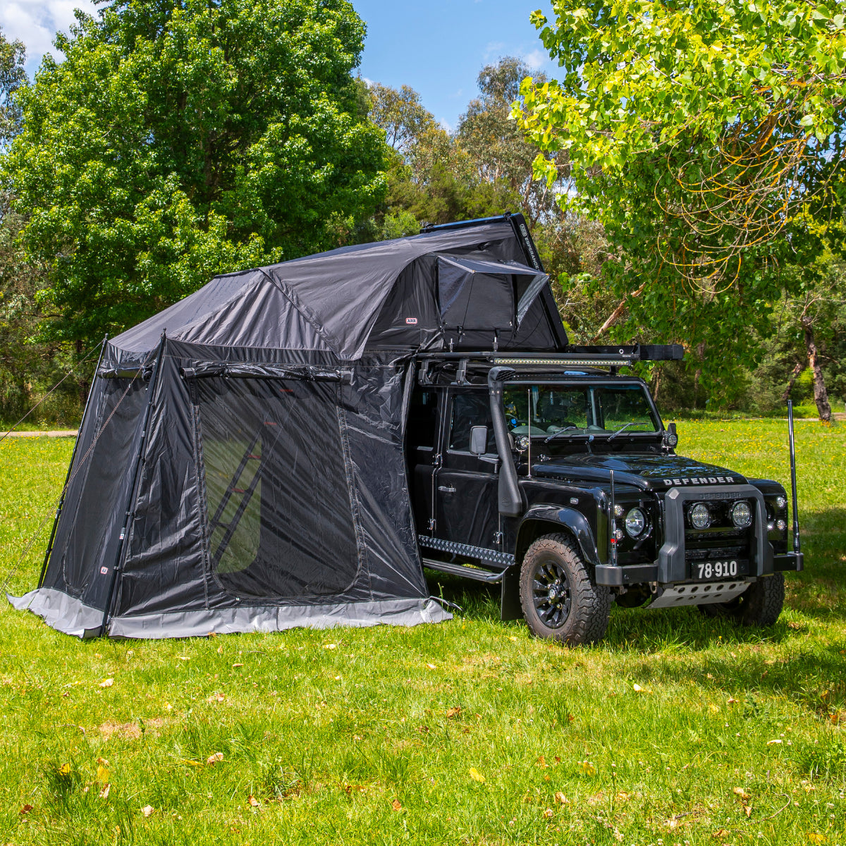 ARB Esperance 2 annex room fitted beneath the rooftop tent on a Land Rover Defender