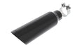 Borla Universal Tip — 2.75" Inlet - 4" Single Round Rolled-Edge Angle-Cut Outlet - 14" Long Tip With Black Chrome Finish. Embossed With BORLA® Logo. Clamp On Mounting Method. Clamp Included. — Black chrome