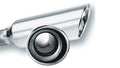 Borla Universal Tip — 2.25" Single Inlet - 4" Round Rolled-Edge Angle-Cut Single Outlet Lined Resonated - 12" Long Tip. Weld On Mounting Method. — Polished stainless steel