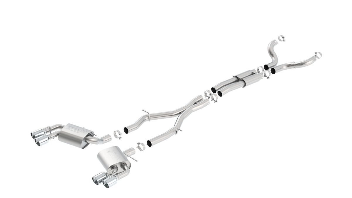 Borla Chevrolet Camaro SS / LT1 3-inch cat-back; coupe; NPP or dual-split bumper; no AFM/NPP valves, part 140687 - S-Type / Polished stainless steel