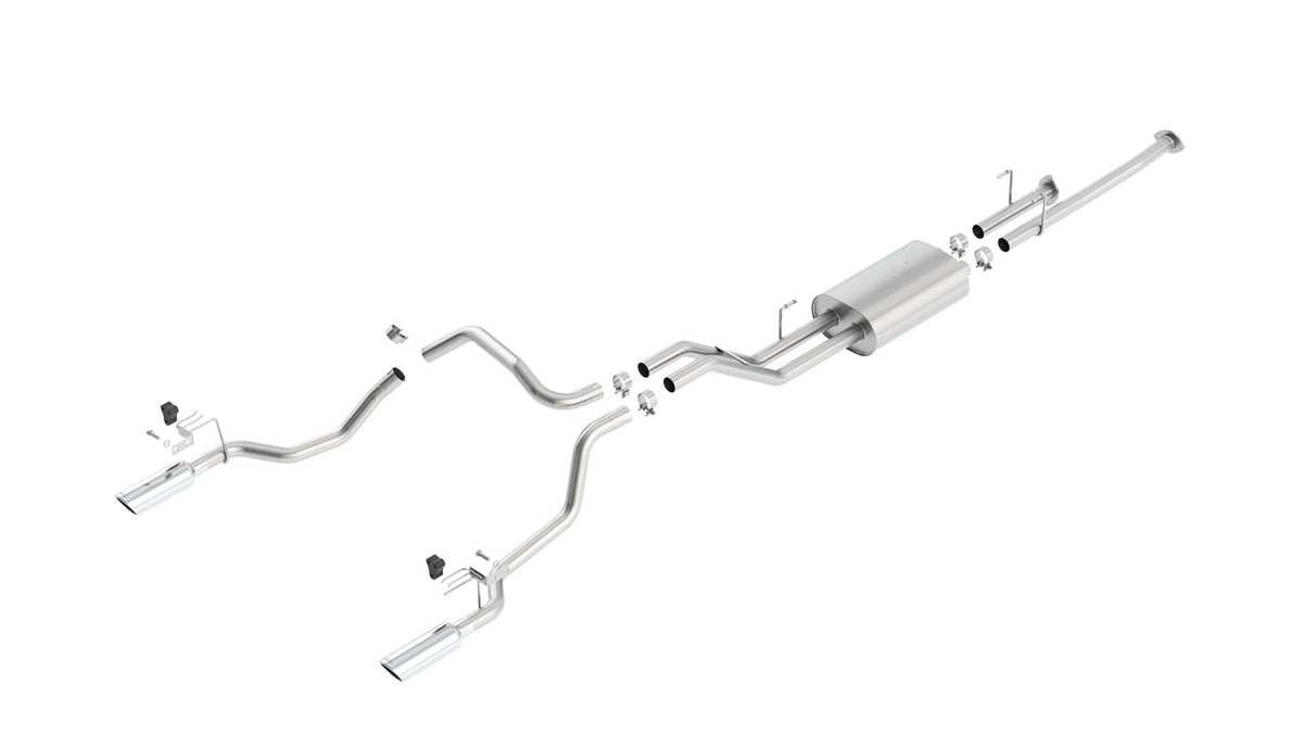 Borla Toyota Tundra True Dual Cat-Back — Split Rear Exit (2014–2021), part 140638 — Touring / Bright chrome