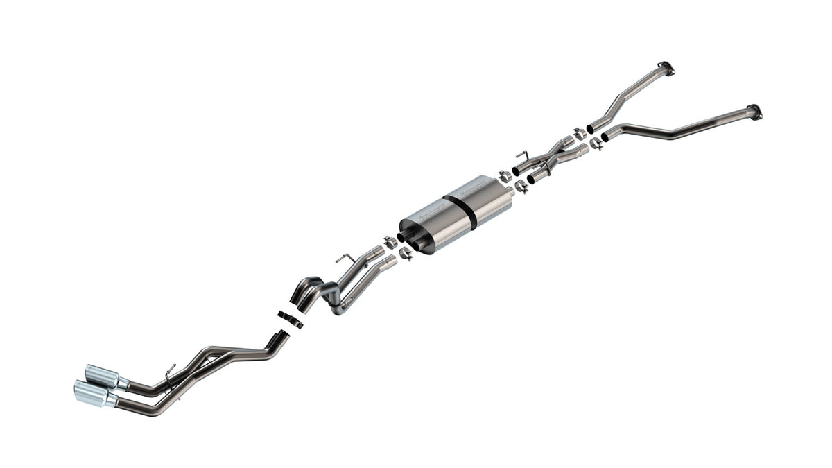 Borla Toyota Tundra V6 / Hybrid True Dual Cat-Back (2022–2026), part 140939 — S-Type / Bright chrome