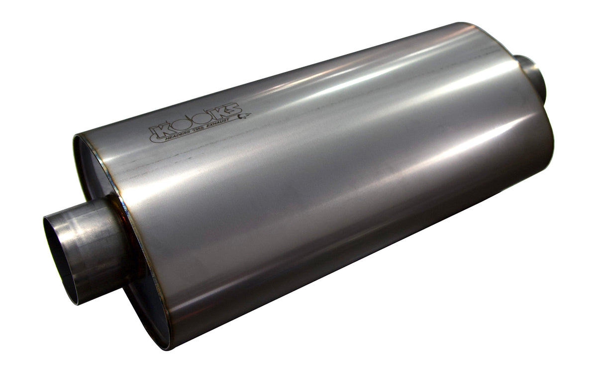 Kooks 3" Oval Center/Center Muffler 18" Long Body . Polished Stainless Steel.