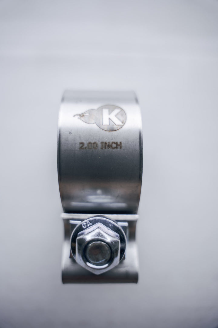 Kooks 2" Stainless Steel Band Clamp for Notched Slip Joint Connections.