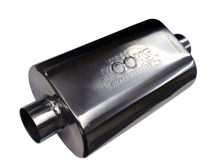 Kooks 2-1/2" Oval Center/Center Muffler 12" Long Body . Polished Stainless Steel.