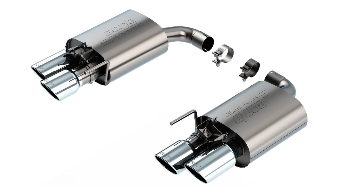 Borla Mustang GT Axle-Back — Active Exhaust (2024–2026), part 11985 — Bright chrome