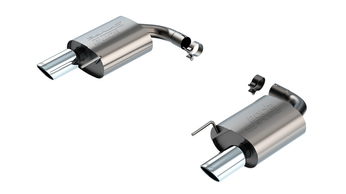 Borla Mustang EcoBoost Axle-Back — Without Active Exhaust (2024–2026), part 11986 — Bright chrome