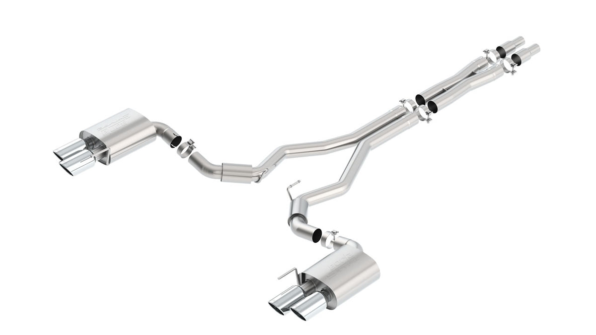 Borla Mustang GT 3-inch Cat-Back — Without Active Exhaust (2018–2023), part 140745 — S-Type / Bright chrome