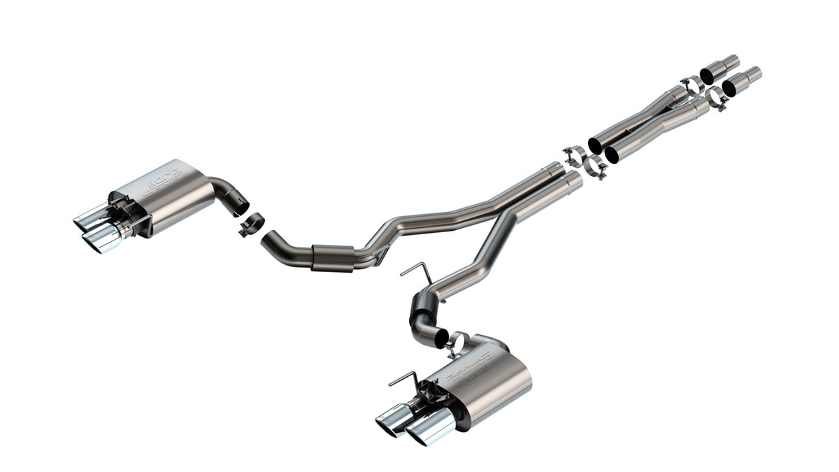 Borla Mustang GT 3-inch Coupe Cat-Back — Active Exhaust (2024–2026), part 140962 — S-Type / Bright chrome