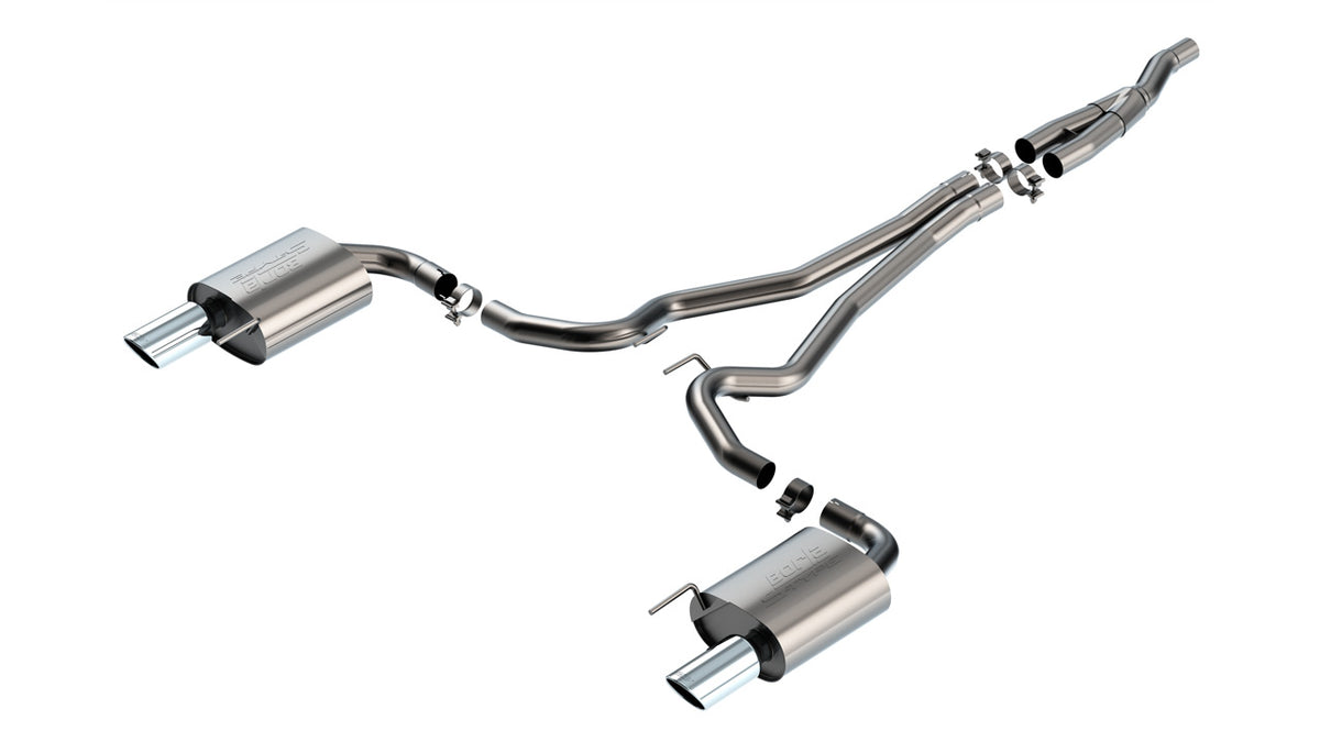 Borla Mustang EcoBoost Cat-Back — Without Active Exhaust (2024–2026), part 140979 — Bright chrome