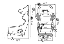 RECARO Pro Racer SP-G XL / SP-A XL with flexible adapter dimensions diagram