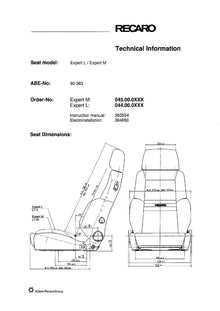 RECARO Expert M / Expert L dimensions diagram